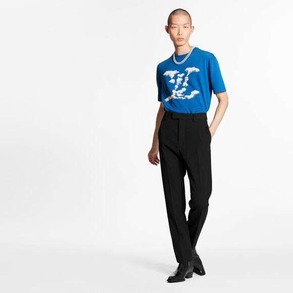 Louis Vuitton Cloud Jacquard Blue White Logo Wool Short Sleeve T-Shirt Medium M - Picture 7 of 15